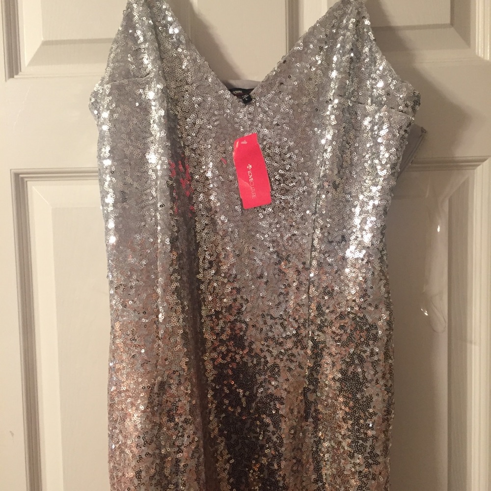 Ombré Silver Rose Gold Sequin Party Dress NWT